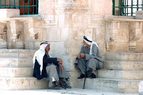 Friends talking, Haram-esh-Sharif, Old City, Jerusalem