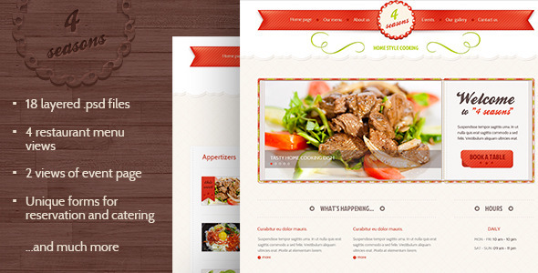 4 Seasons - Restaurant & Cafe PSD Template - Restaurants & Cafes Entertainment