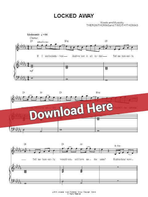 adam levine, locked away, sheet music, piano notes, rock city, score, download, keyboard, guitar, tabs, how to play, learn, for, klavier noten