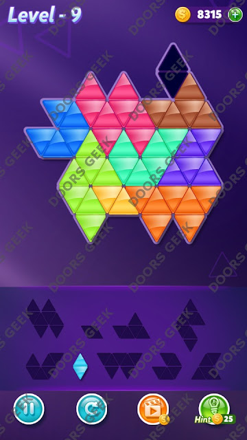 Block! Triangle Puzzle 9 Mania Level 9 Solution, Cheats, Walkthrough for Android, iPhone, iPad and iPod