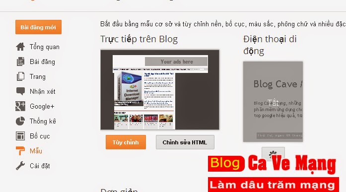 Hướng dẫn cài đặt Tamplate cho Blogspot