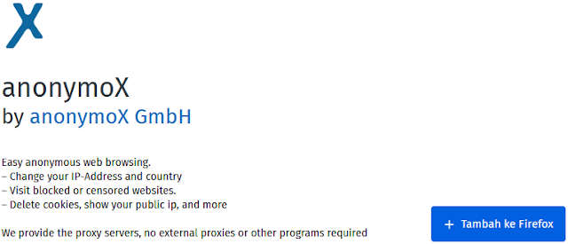 Anonymox tutorial in Mozilla Firefox browser