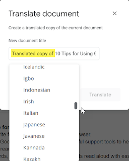 Translate Document function