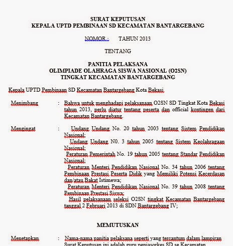 Contoh Surat Keputusan Aktivitas O2sn