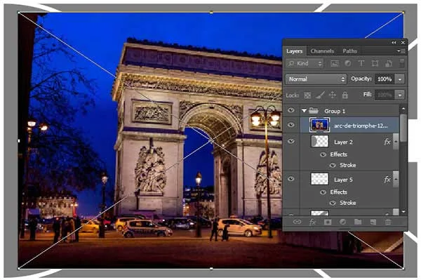 Insert image. You must stack the image layer above the shape layer.