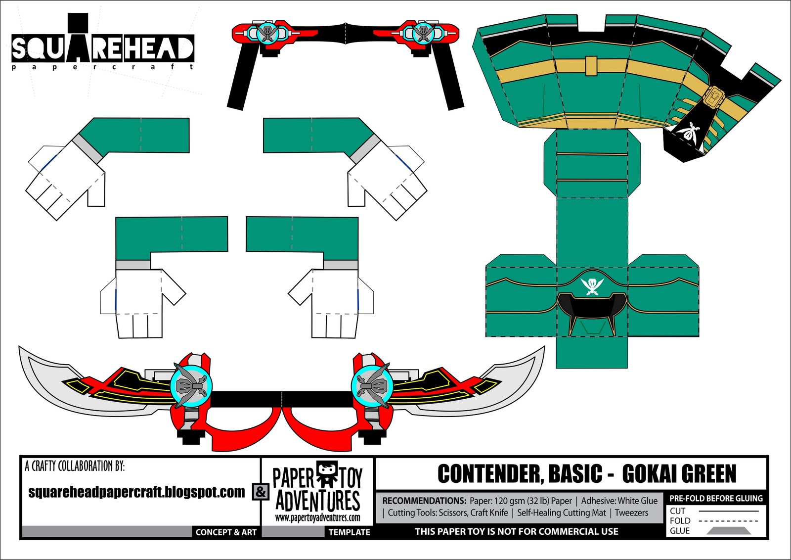 Square Head Papercraft Kaizoku Sentai Gokaiger Papercrafts