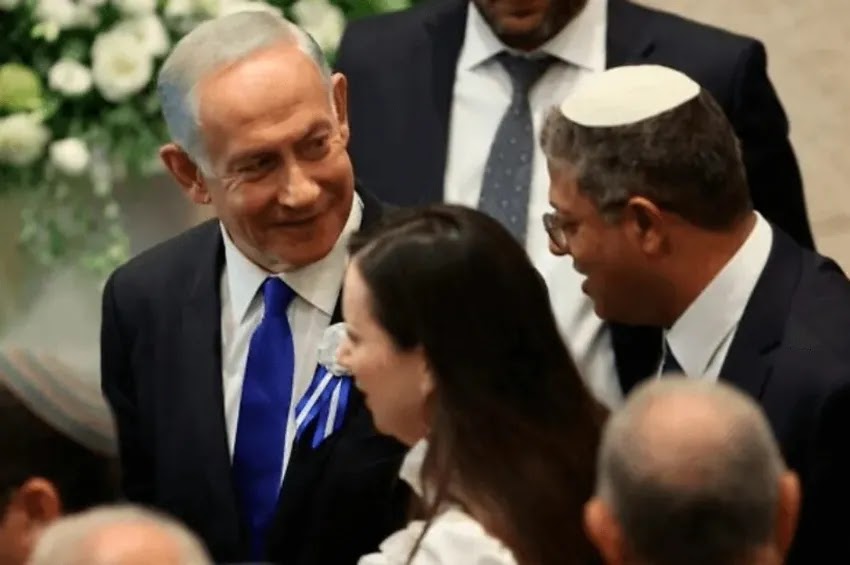 Benjamin Netanyahu com Itamar Ben-Gvir | Crédito da foto: Abir Sultan/AP