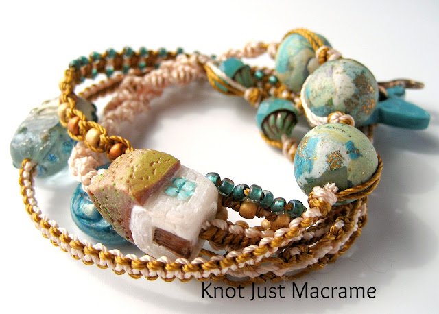 Micro Macrame wrap bracelet with artists beads