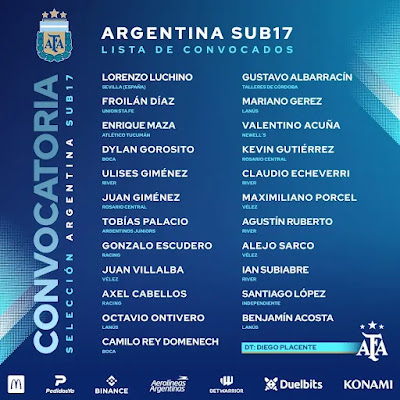 Los jugadores convocados para la Sub17 de cara los partidos ante Paraguay