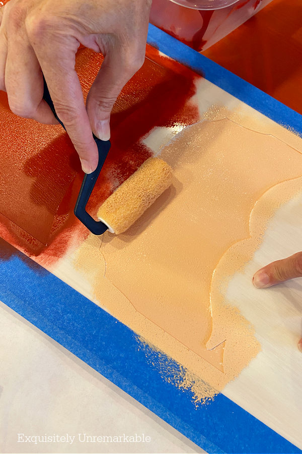Using A Small Roller On Stencil Craft