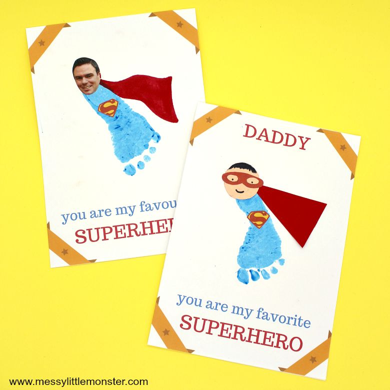 Superhero card for dad - Superhero crafts for kids to make