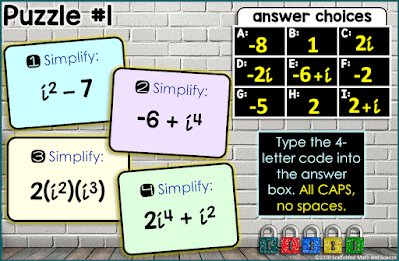 Complex Number Operations Digital Math Escape Room