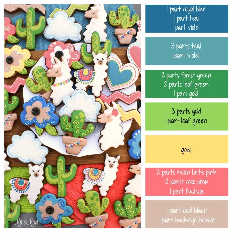 Royal icing color mixing guide for southwest or fiesta sugar cookies