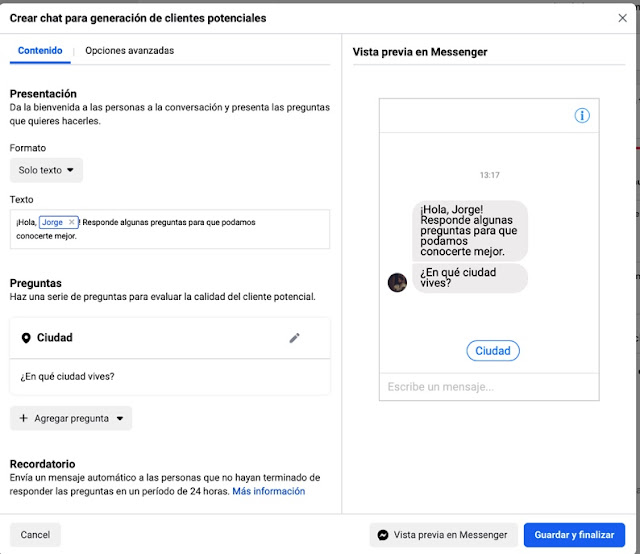 Leads en Messenger