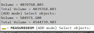 Resultado de volume do comando MEASUREGEOM na linha de comandos