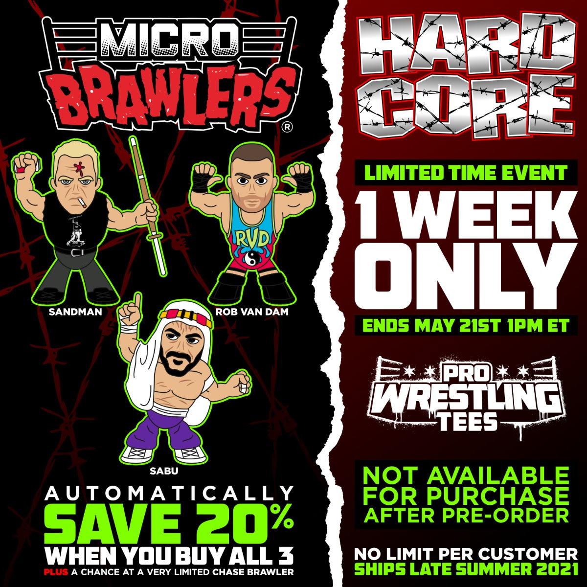 The Blot Says: ECW Hardcore Legends Micro Brawlers Figures by Pro  Wrestling Tees – Sandman, Sabu & RVD!