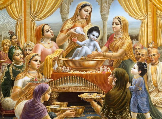 Krishna's First Bathing Ceremony
