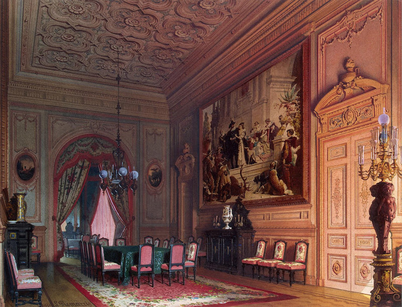 Mansion of Baron A.L. Stieglitz. The Dining Room by Luigi Premazzi - Architecture, Interiors Drawings from Hermitage Museum