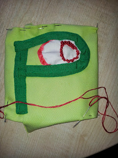 P for Pomegranate - making the seeds with knotted thread