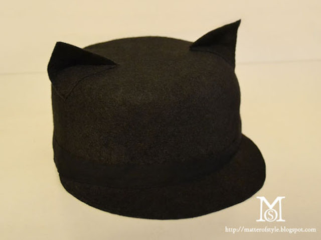 how to make a felt hat, cat hat, cat hat diy, fashion diy