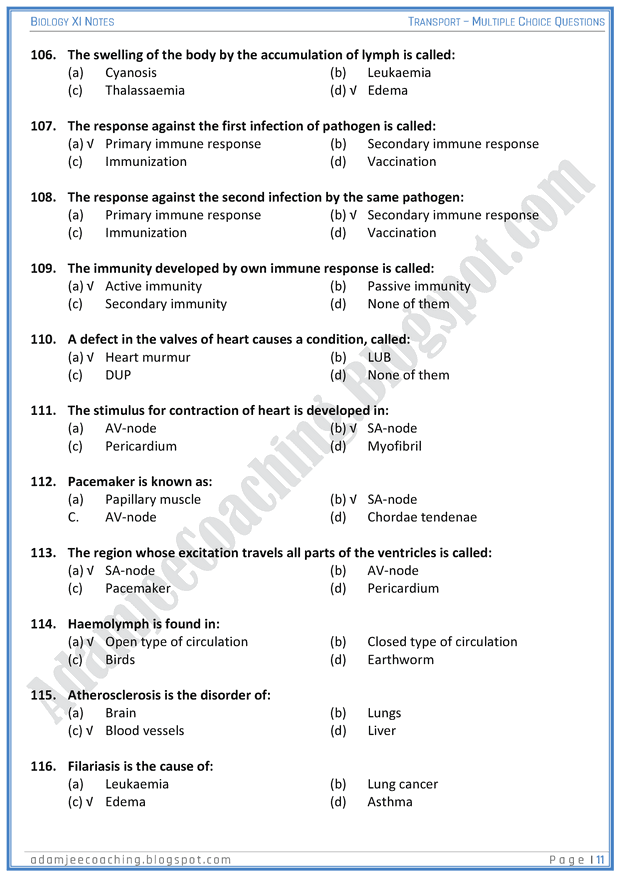 transportation-mcqs-biology-11th