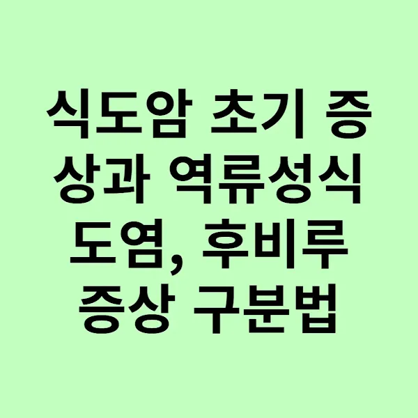식도암 초기 증상과 역류성식도염, 후비루 증상 구분법