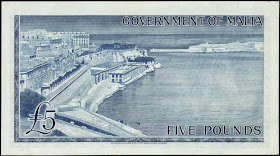 Malta 5 Pounds Banknote Grand Harbour, La Valletta