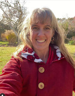 Woman wearing red winter coat