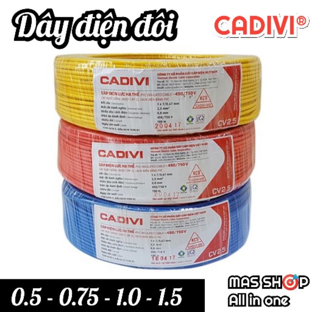 [Bán lẻ theo 1 mét] Dây điện đôi mềm VCMD CADIVI® / 2x0.5 - 2x0.75 - 2x1.0 - 2x1.5 (mm)
