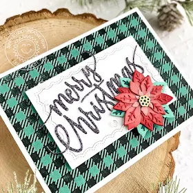 Sunny Studio Stamps: Layered Poinsettia Dies Fancy Frames Dies Christmas Garland Frame Dies Christmas Card by Leanne West