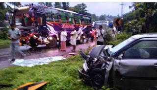 പഴയങ്ങാടിയിൽ കാറില്‍ ബസിടിച്ച്‌ രണ്ടു പേര്‍ക്ക് പരിക്ക്