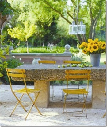 Copy of country french antiques exterior slab table and bistro chairs