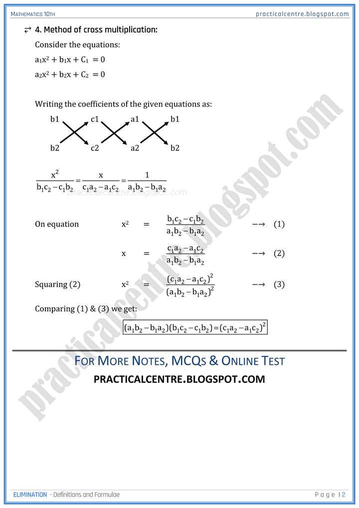 elimination-definitions-and-formulas-mathematics-10th