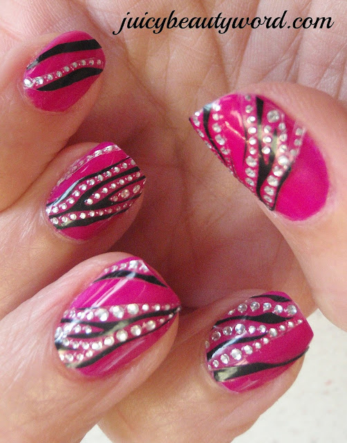 stripy sparkly nail design