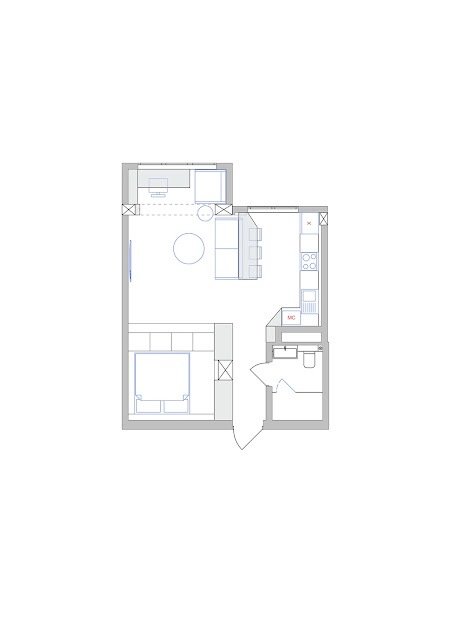 Small, tiny, apartment, under, meter, cozy, studio, design, plan, interior design, house, home, micro, space, spaces, flat