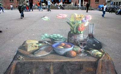 Fruit Table Painting  - 3D Chalk Drawings