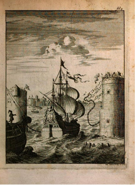 لوحة تصور كسر الأسطول الهولندي لسلسلة دمياط عام 1217