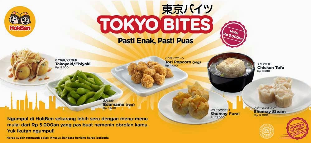 Daftar Menu dan Harga Paket Tokyo Bites Hoka Hoka Bento 