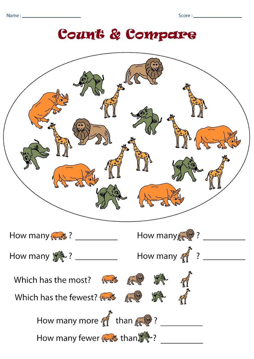 Kindergarten Math Worksheets - Counting Word Problems