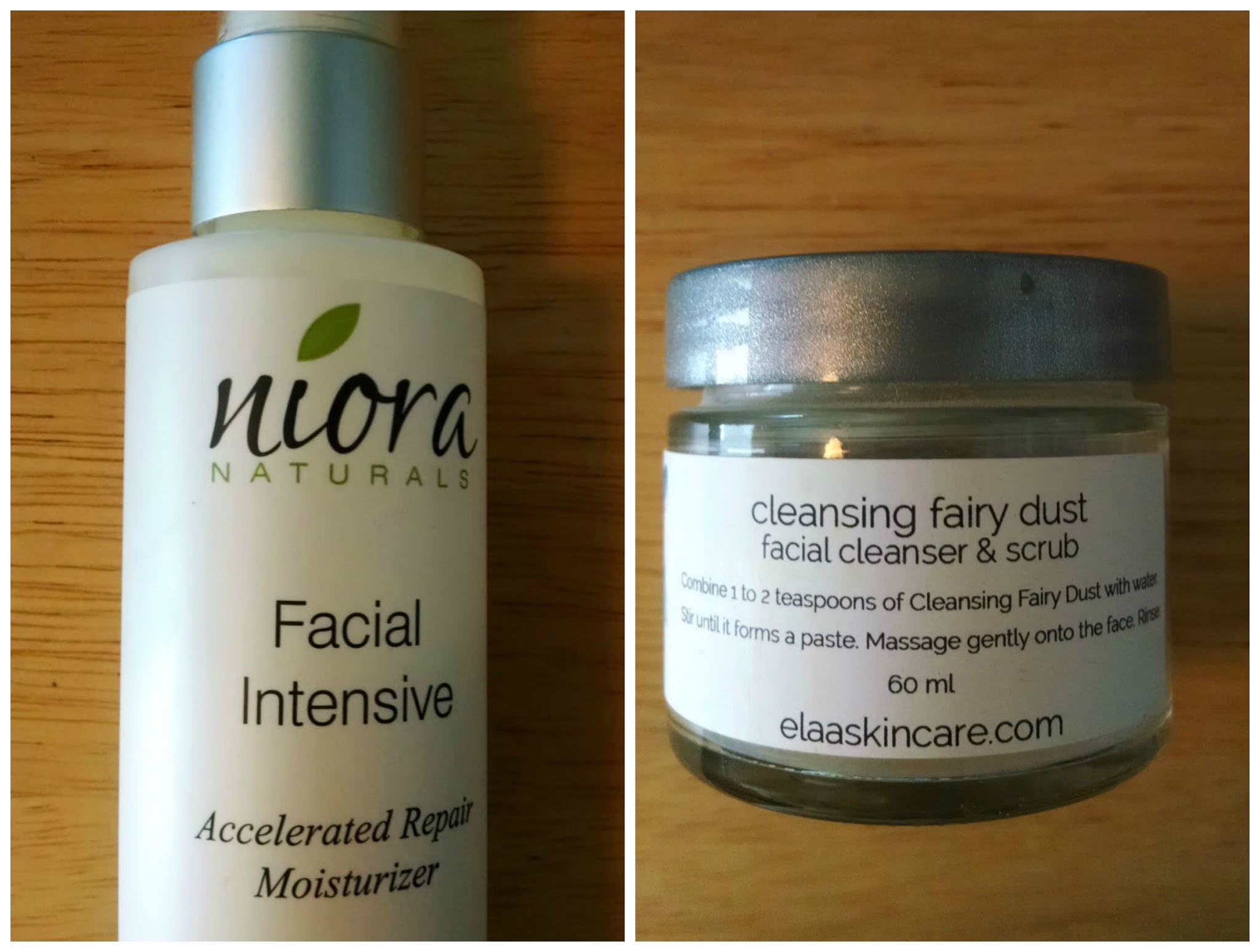 Elaa Skincare’s Cleansing Fairy Dust and Niora Naturals Facial Intensive Moisturizer