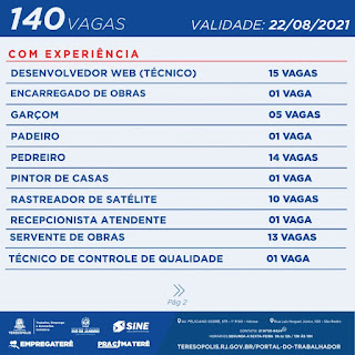 Programa ‘Emprega Terê’ divulga 140 vagas de emprego no Sine Teresópolis