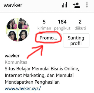 tombol promosi aktif di instagram