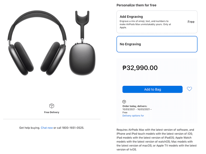 AirPods Max now available for purchase at Apple PH website for PHP 32,990!