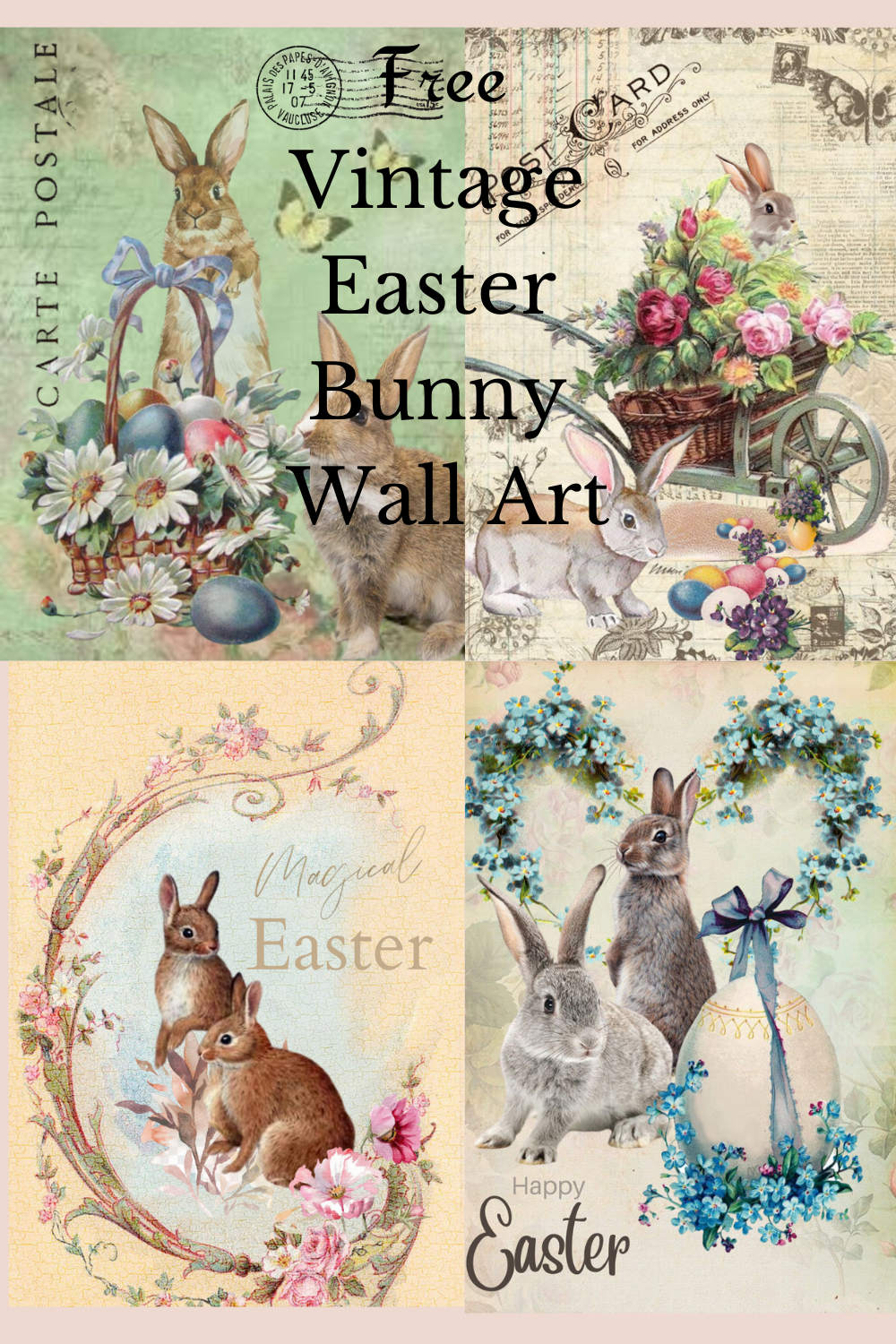 Free Printable Vintage Easter Bunny Art