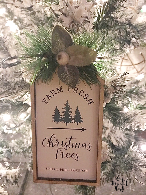 framed farmhouse Christmas tree sign ornament