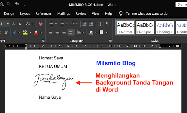 Cara menghilangkan background tanda tangan di word agar menjadi transparan, hapus background pada tanda tangan di word dengan Remove background word