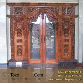 Gebyok Jati Ukir Jepara Pintu Kaca