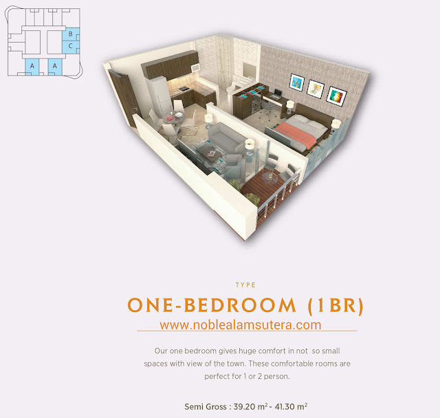 Tipe 1 BR Apartemen The Noble Alam Sutera