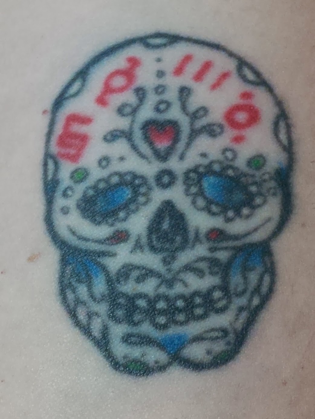 Small Sugar Skull Tattoo Behind Ear My sugar skull tattoo