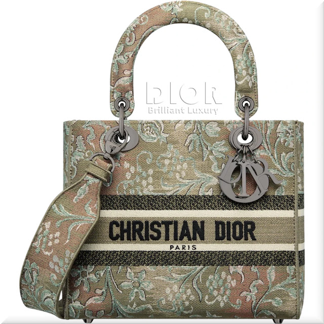 ♦Metallic green mini Lady Dior D-Lite bag with brocart embroidery #dior #bags #green #brilliantluxury